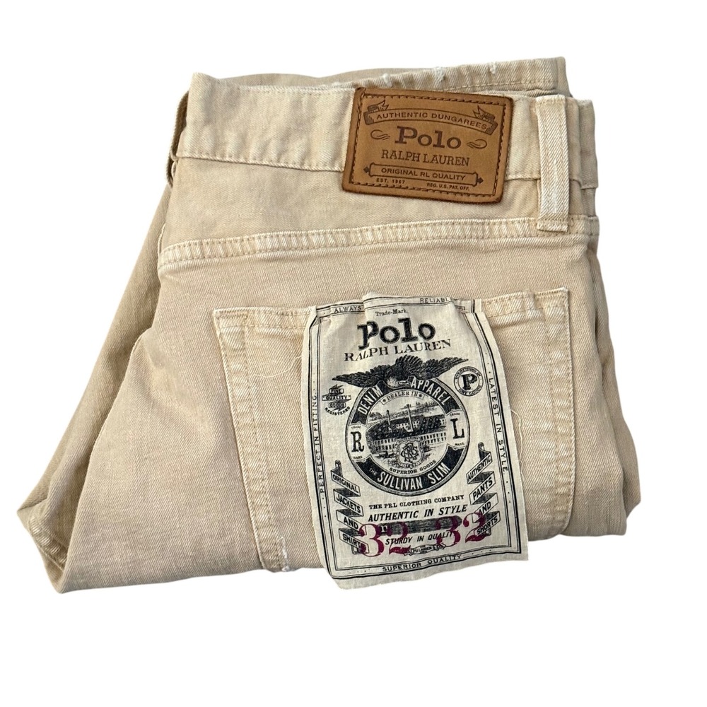Polo Ralph Lauren Sullivan Slim Jeans Tan Khaki Distressed 32x32 R171SD87